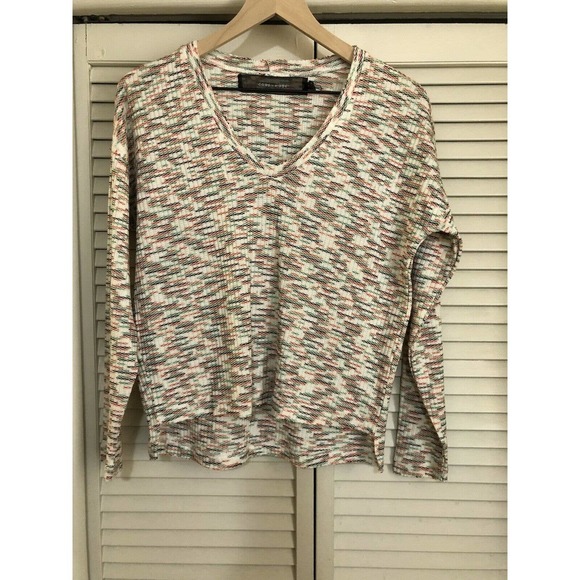 CODE X MODE Space Dye Sweater Top Womens Sz XS Knit Long Sleeve Multi Color - Picture 2 of 8